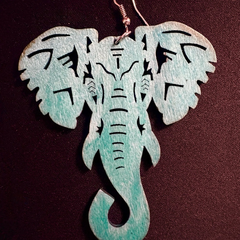 Elephant Shaped Wooden Earrings